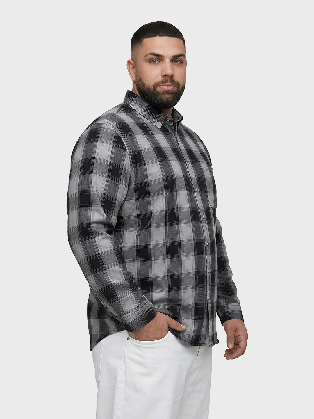 Men's Black Regular Fit Checkered Casual Shirt - Image 2