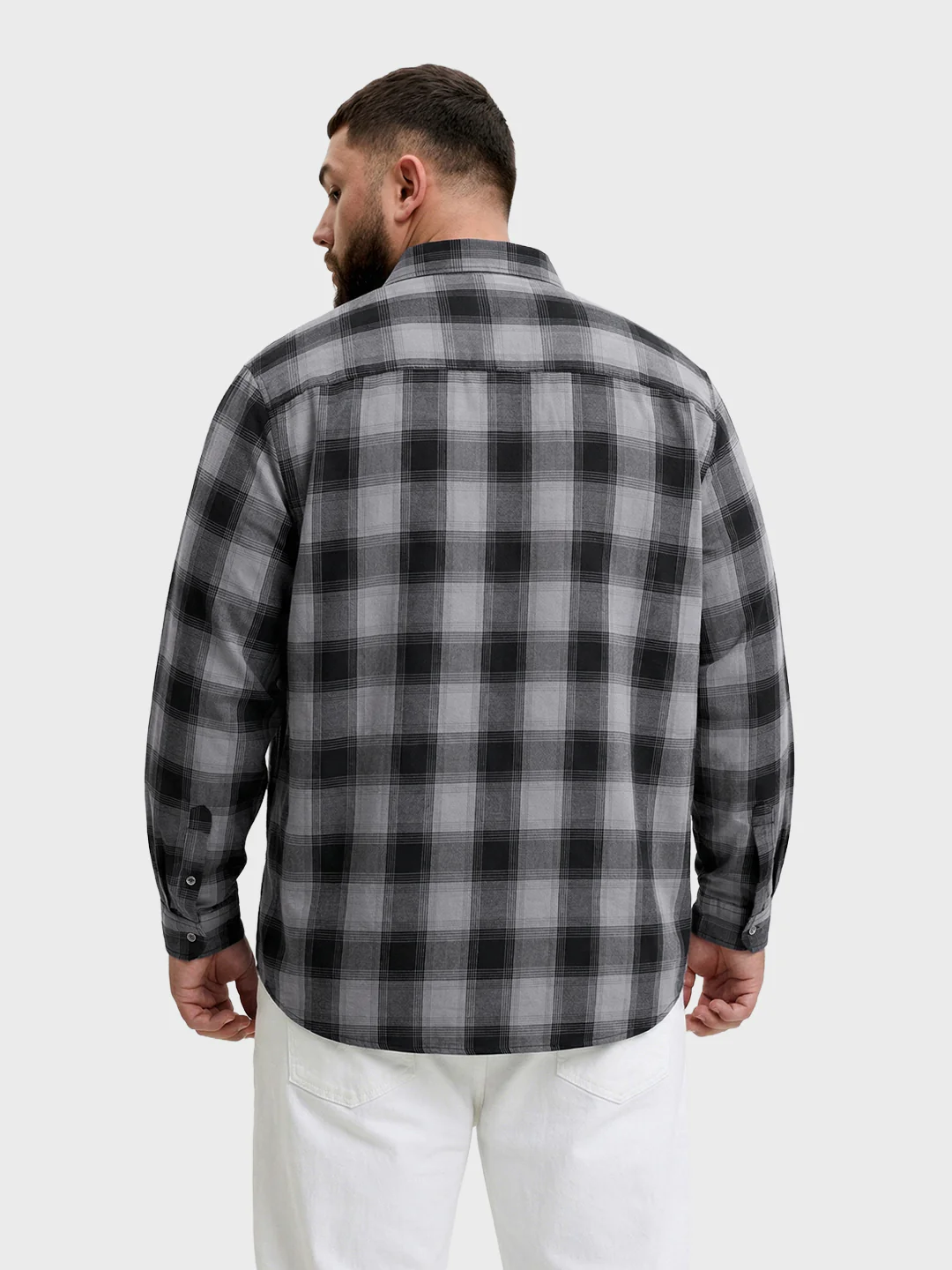 Men's Black Regular Fit Checkered Casual Shirt - Image 3