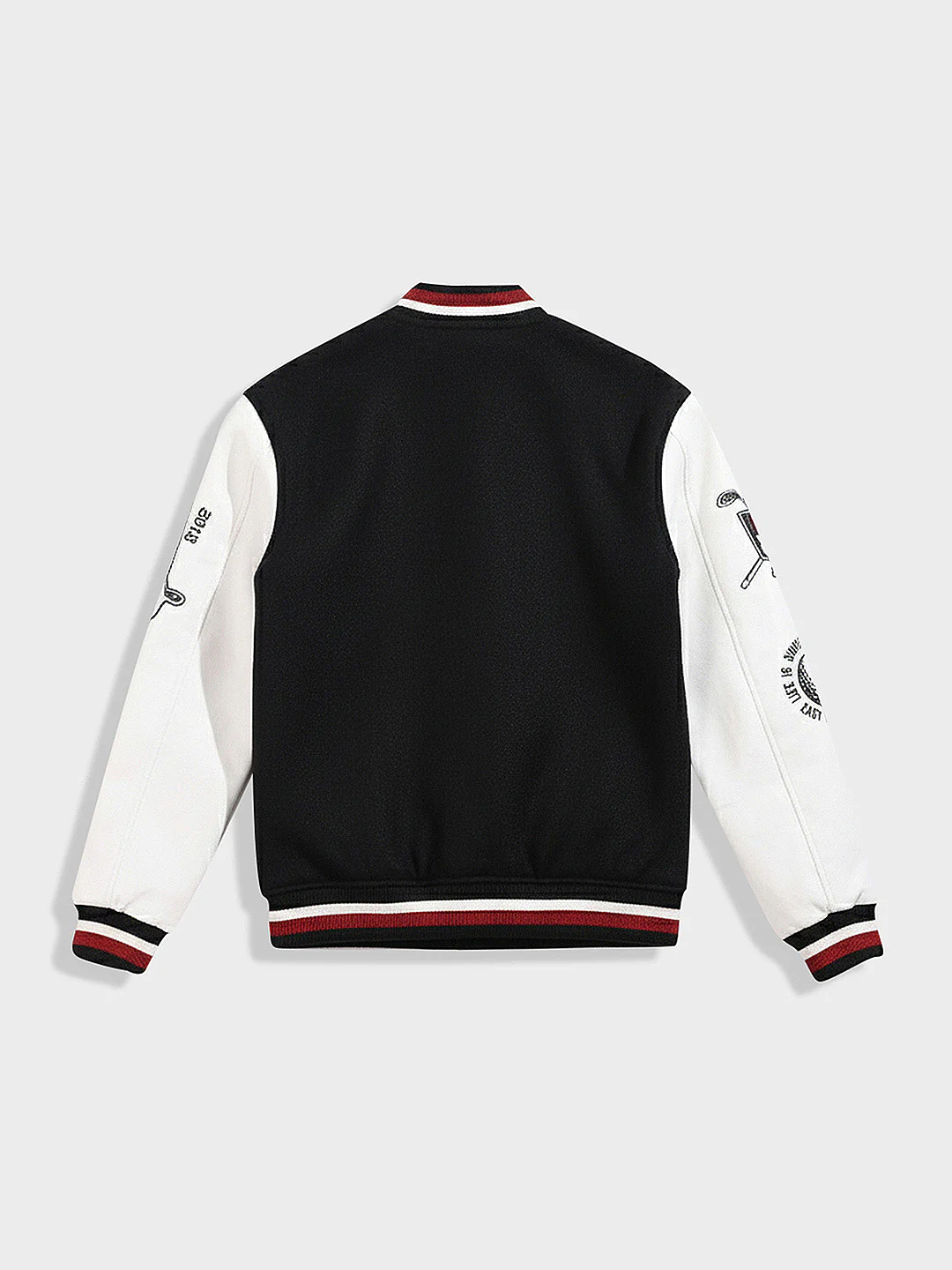 Men's Black Regular Fit Embroided Casual Bomber Jacket - Image 4