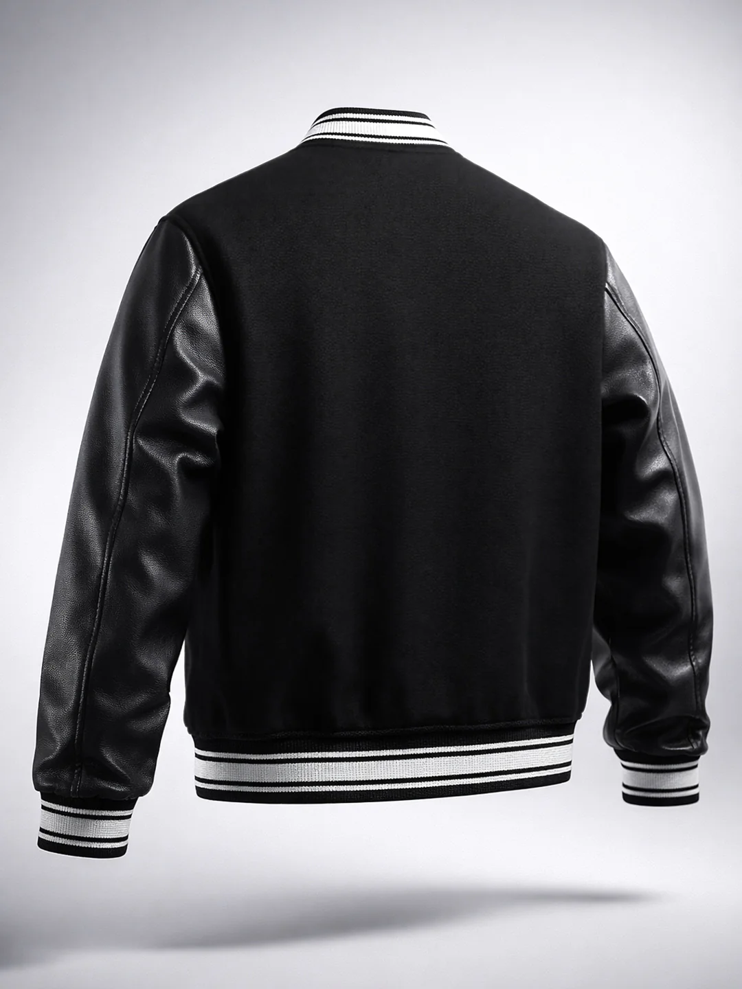 Men's Black Regular Fit Embroided Casual Bomber Jacket - Image 4