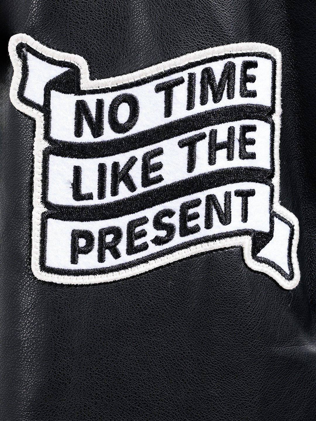 Men's Black Regular Fit Embroided Casual Bomber Jacket - Image 5