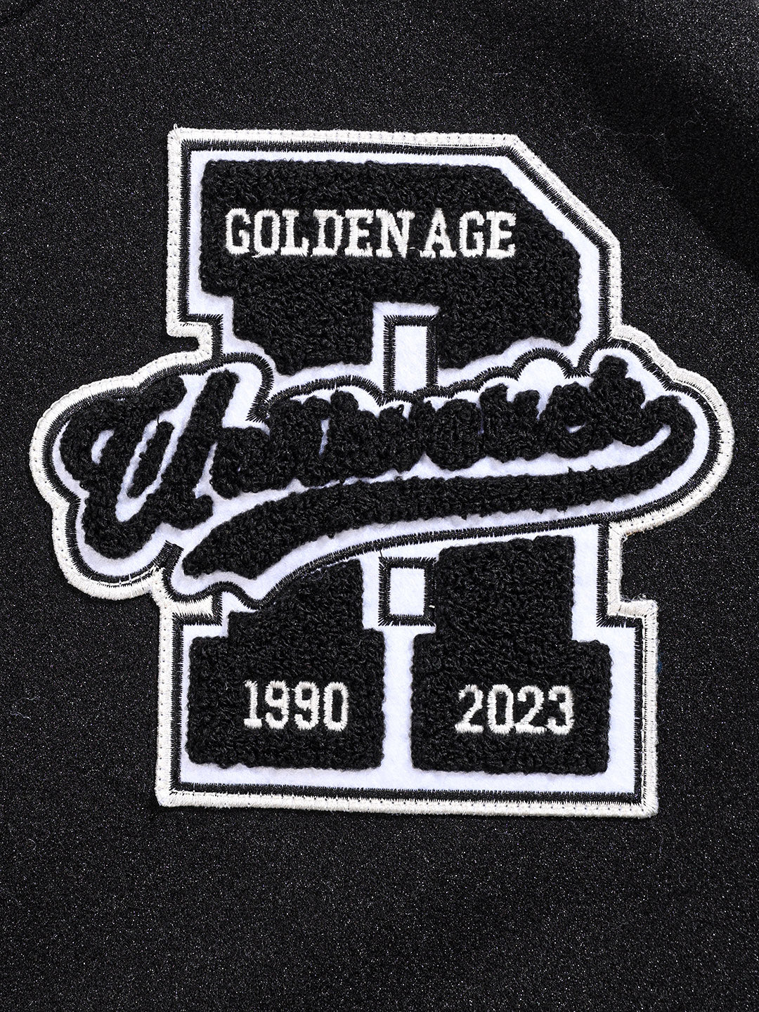 Men's Black Regular Fit Embroided Casual Bomber Jacket - Image 6