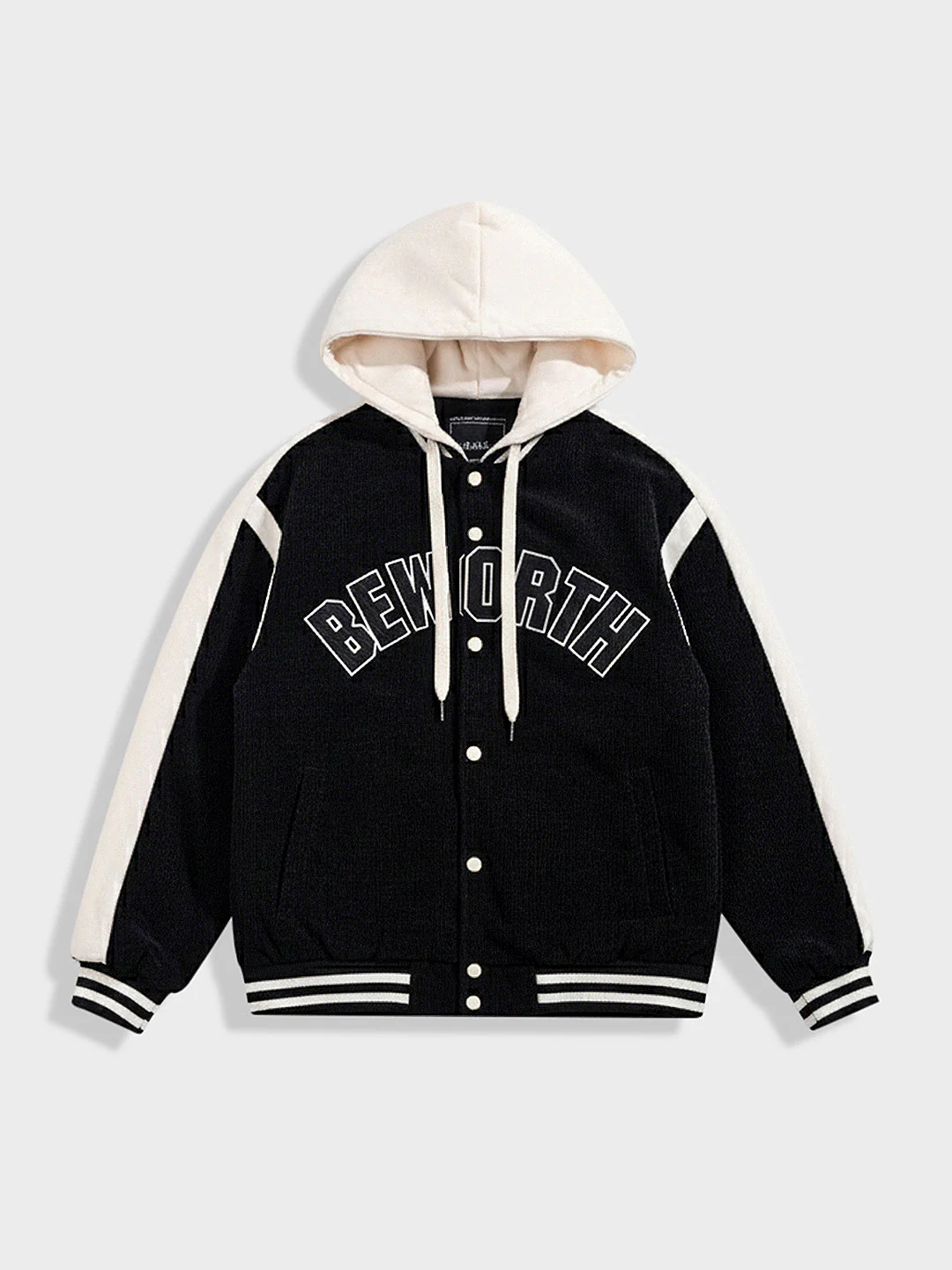 Men's Black Regular Fit Embroided Casual Bomber Jacket - Image 3