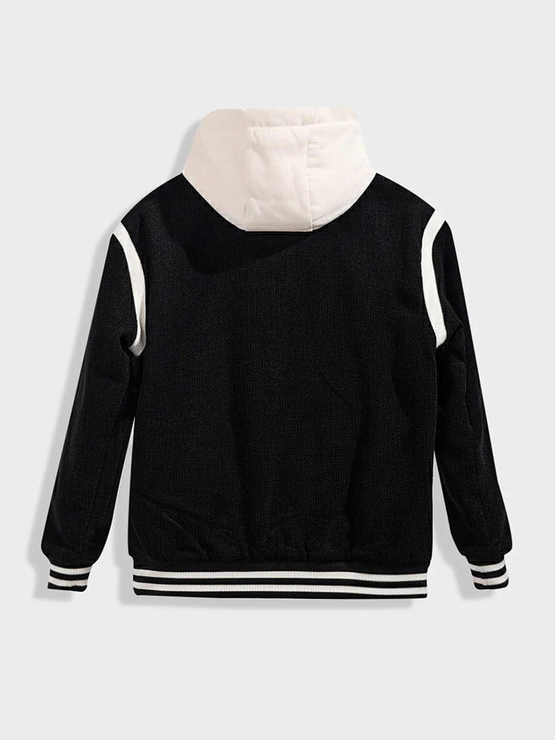 Men's Black Regular Fit Embroided Casual Bomber Jacket - Image 4
