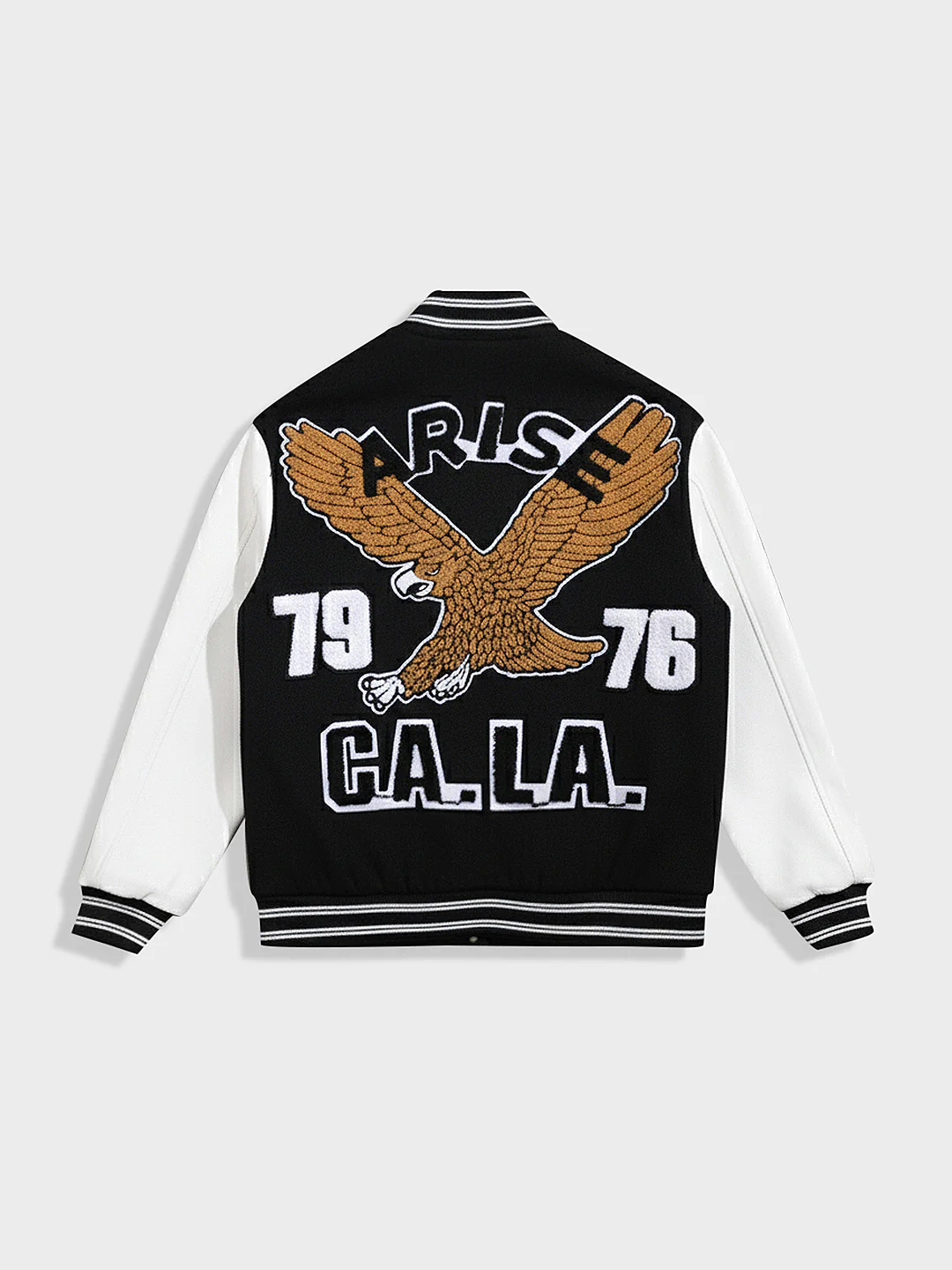Men's Black Regular Fit Embroided Casual Bomber Jacket - Image 4
