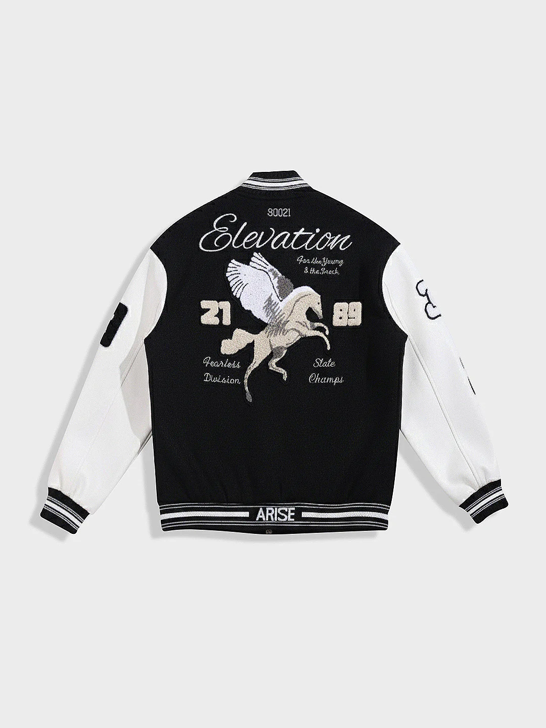 Men's Black Regular Fit Embroided Casual Bomber Jacket - Image 4