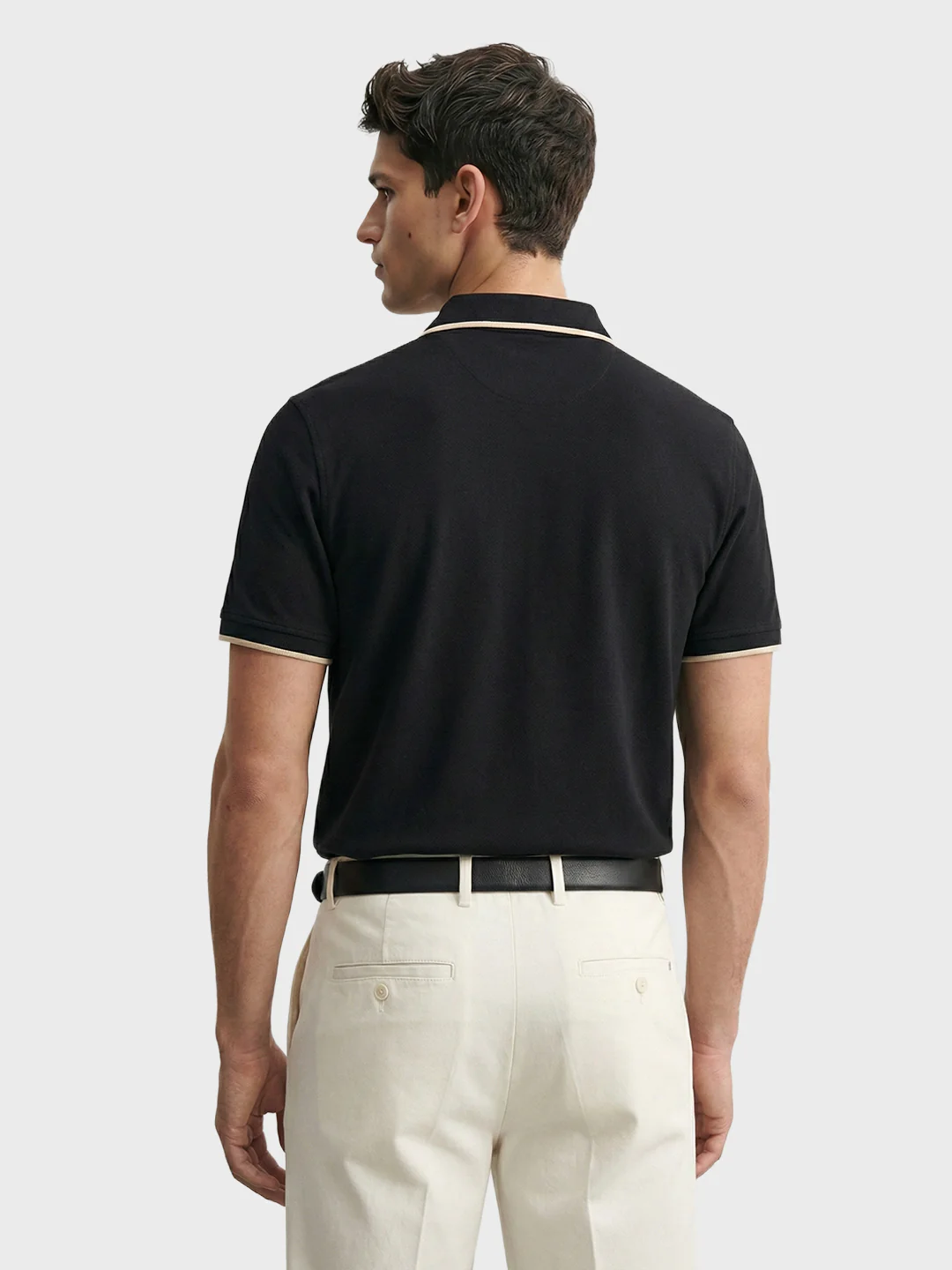 Men's Black Regular Fit Embroidered Casual T-Shirts - Image 4