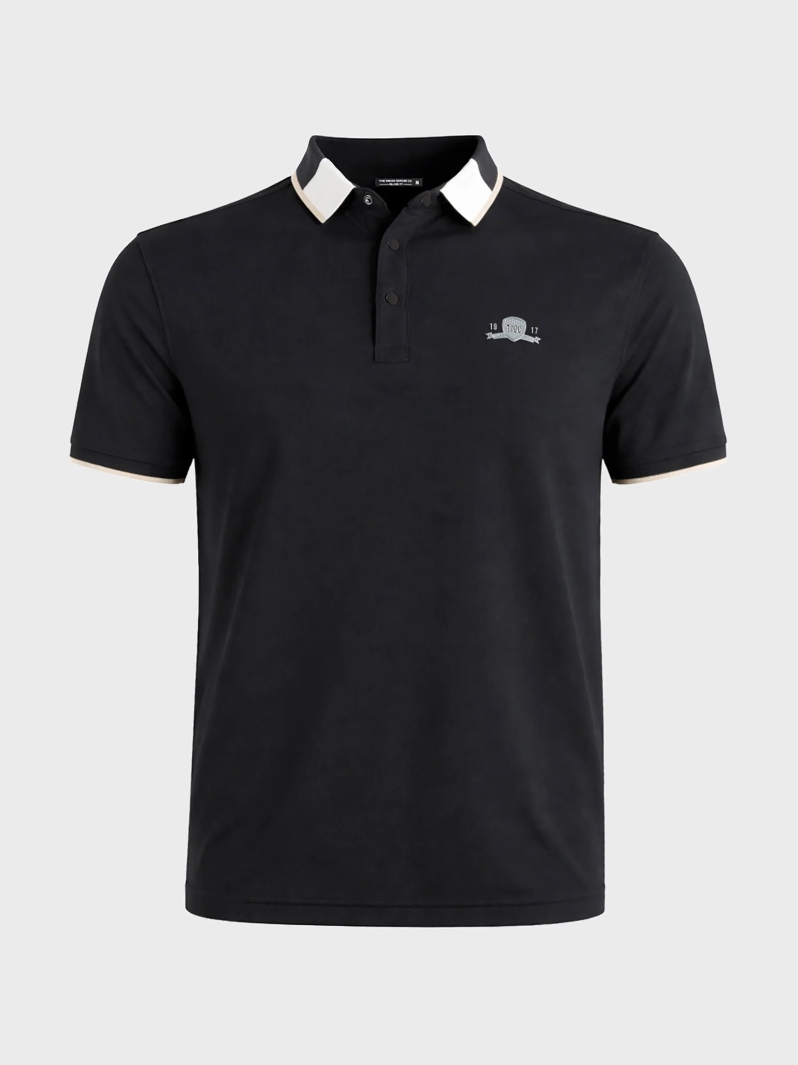 Men's Black Regular Fit Embroidered Casual T-Shirts - Image 5