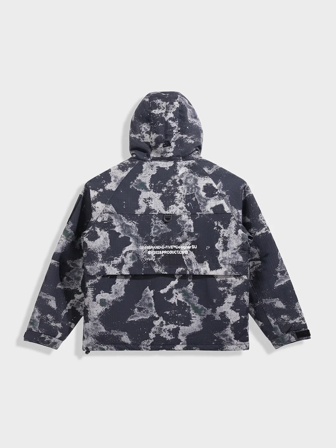 Men's Black Regular Fit Printed Casual Winter Jacket - Image 4