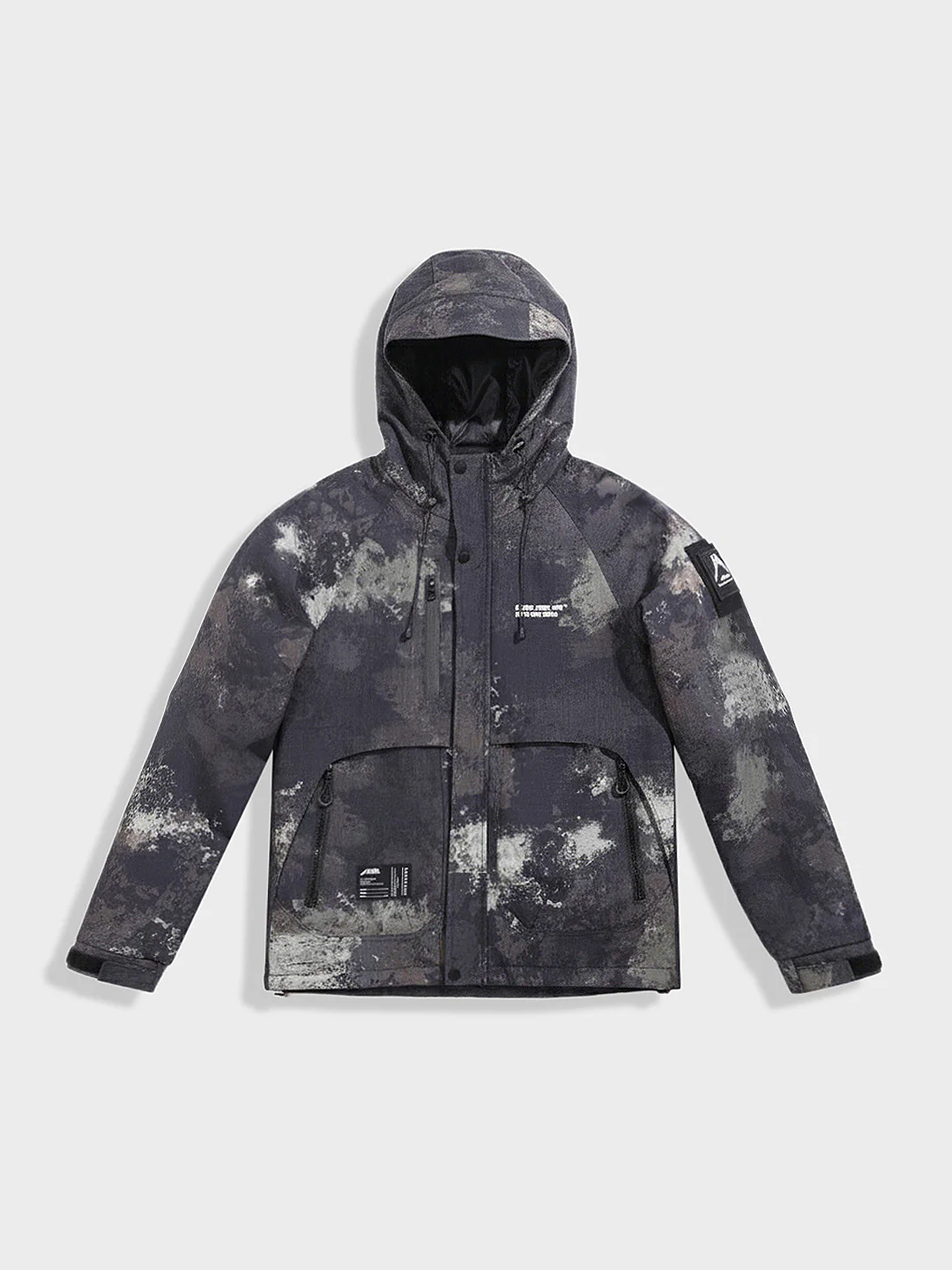 Men's Black Regular Fit Printed Casual Winter Jacket - Image 3