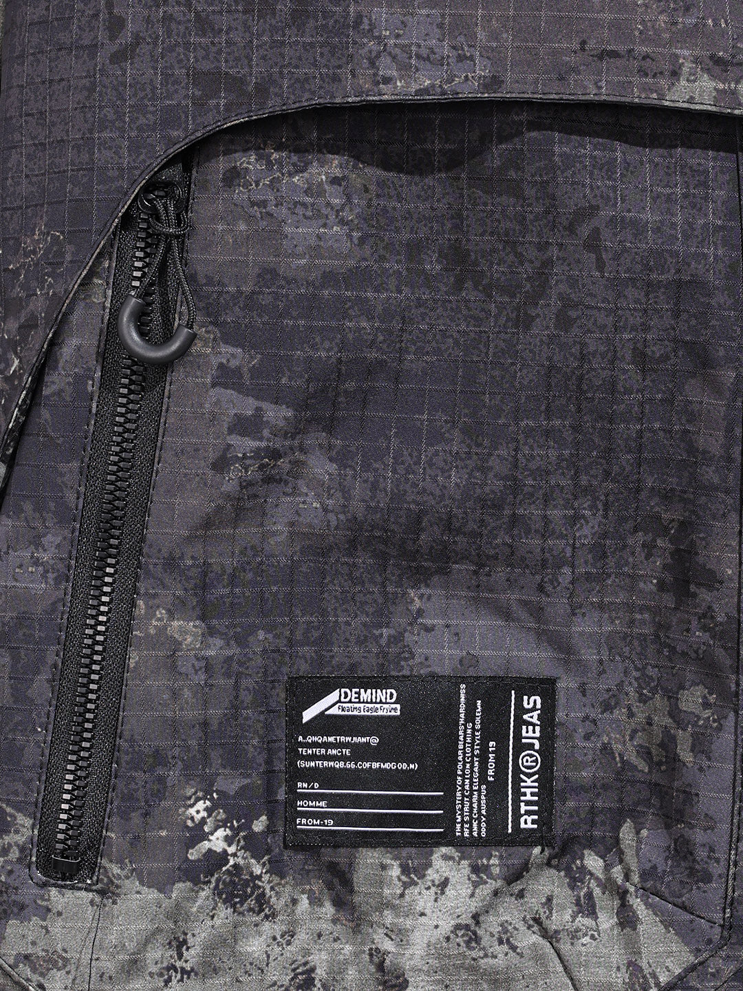 Men's Black Regular Fit Printed Casual Winter Jacket - Image 6