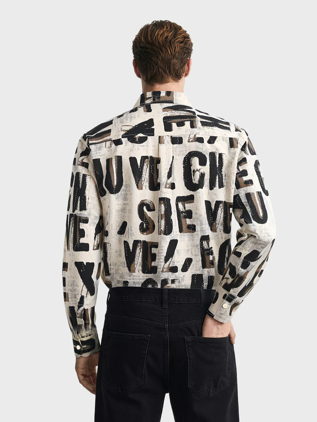 Men's Black Regular Fit Printed Casual Shirt - Image 2