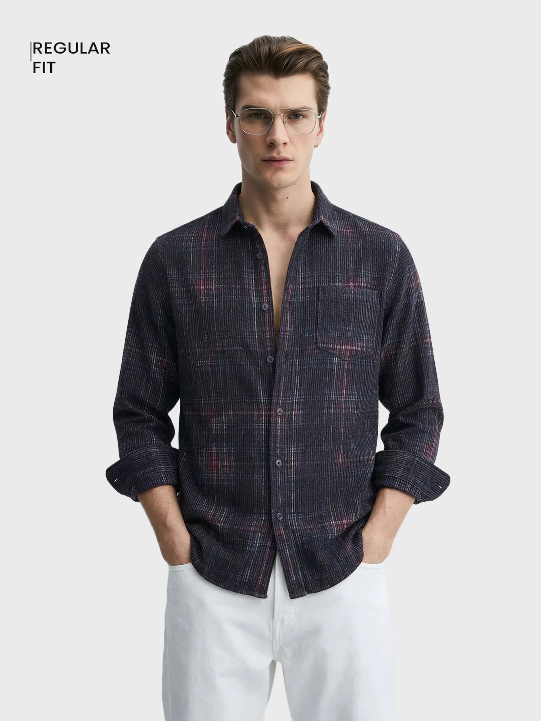 Men's Black Regular Fit Checkered Casual Shirt - Image 2