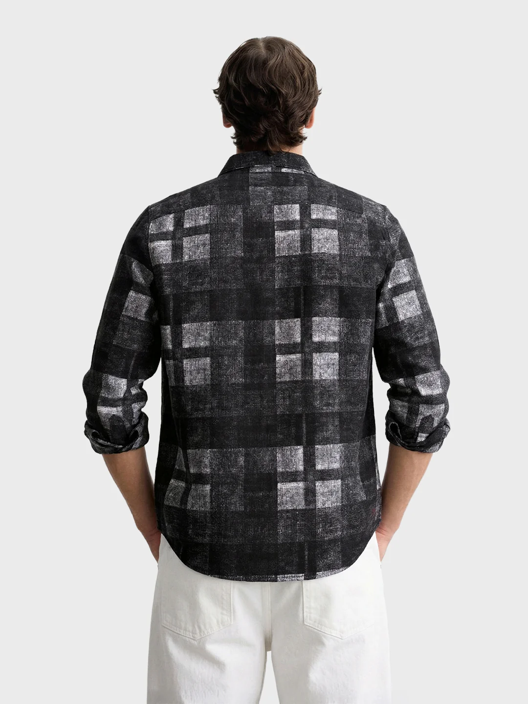 Men's Black Regular Fit Checkered Casual Shirt - Image 5