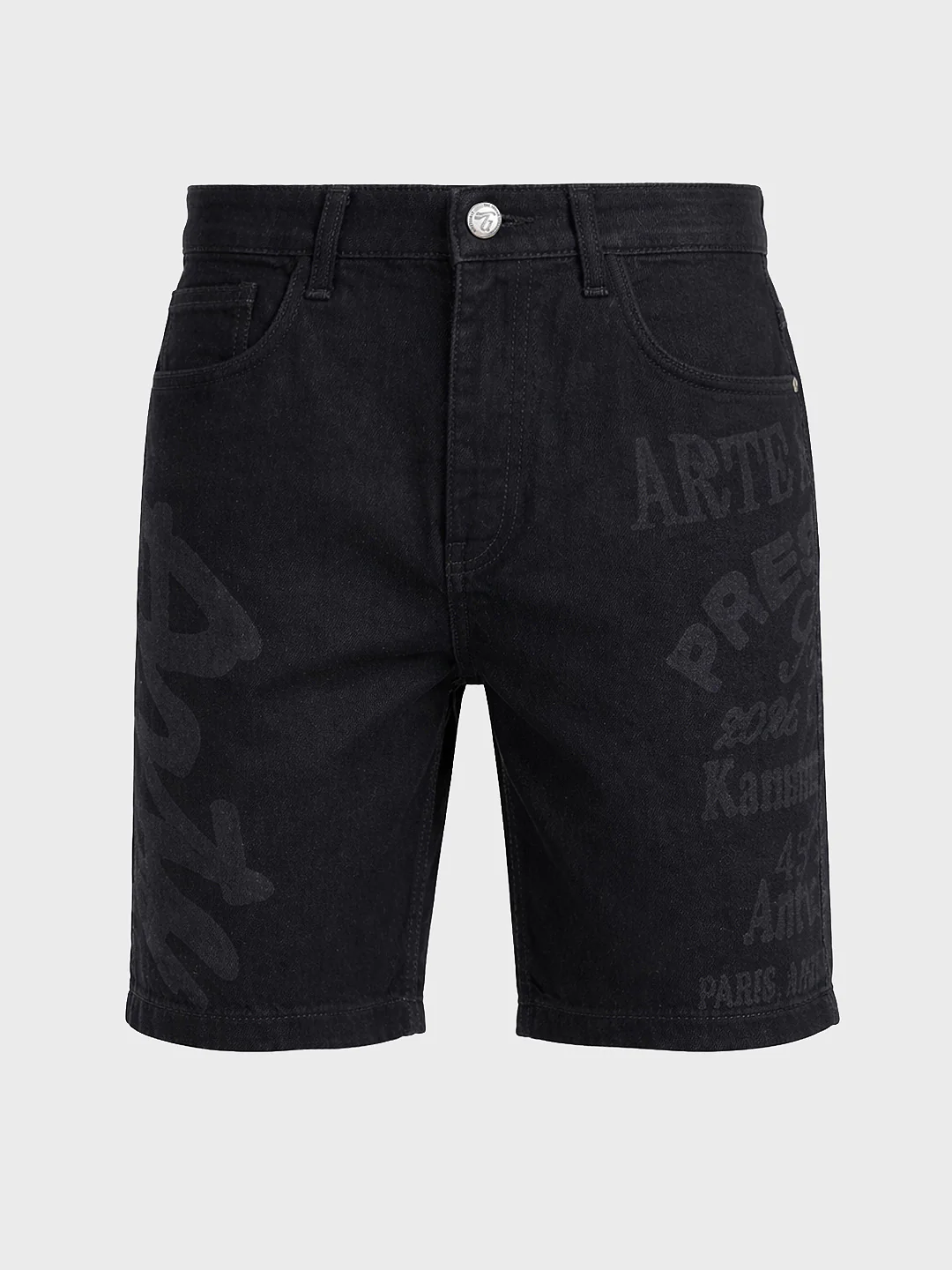 Men's Black Regular Fit Printed Retro Wear Shorts - Image 6