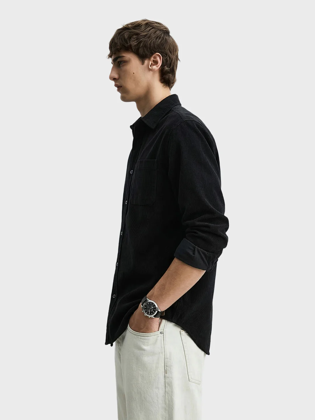 Men's Black Regular Fit Solid Casual Shirt - Image 3