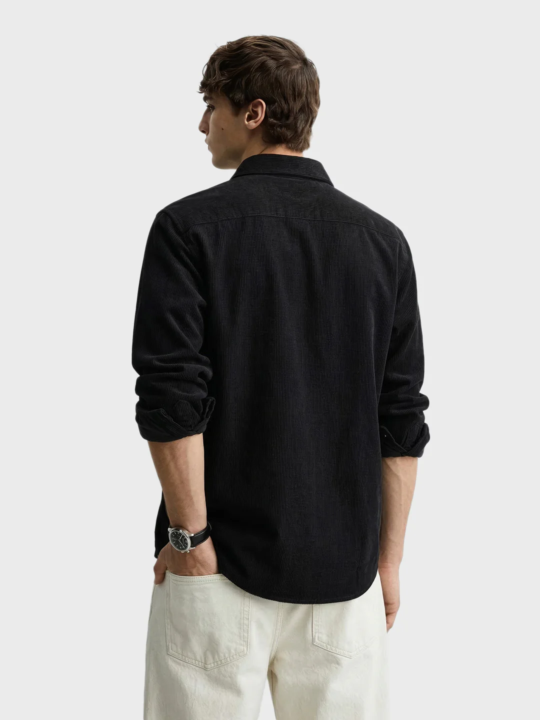 Men's Black Regular Fit Solid Casual Shirt - Image 4