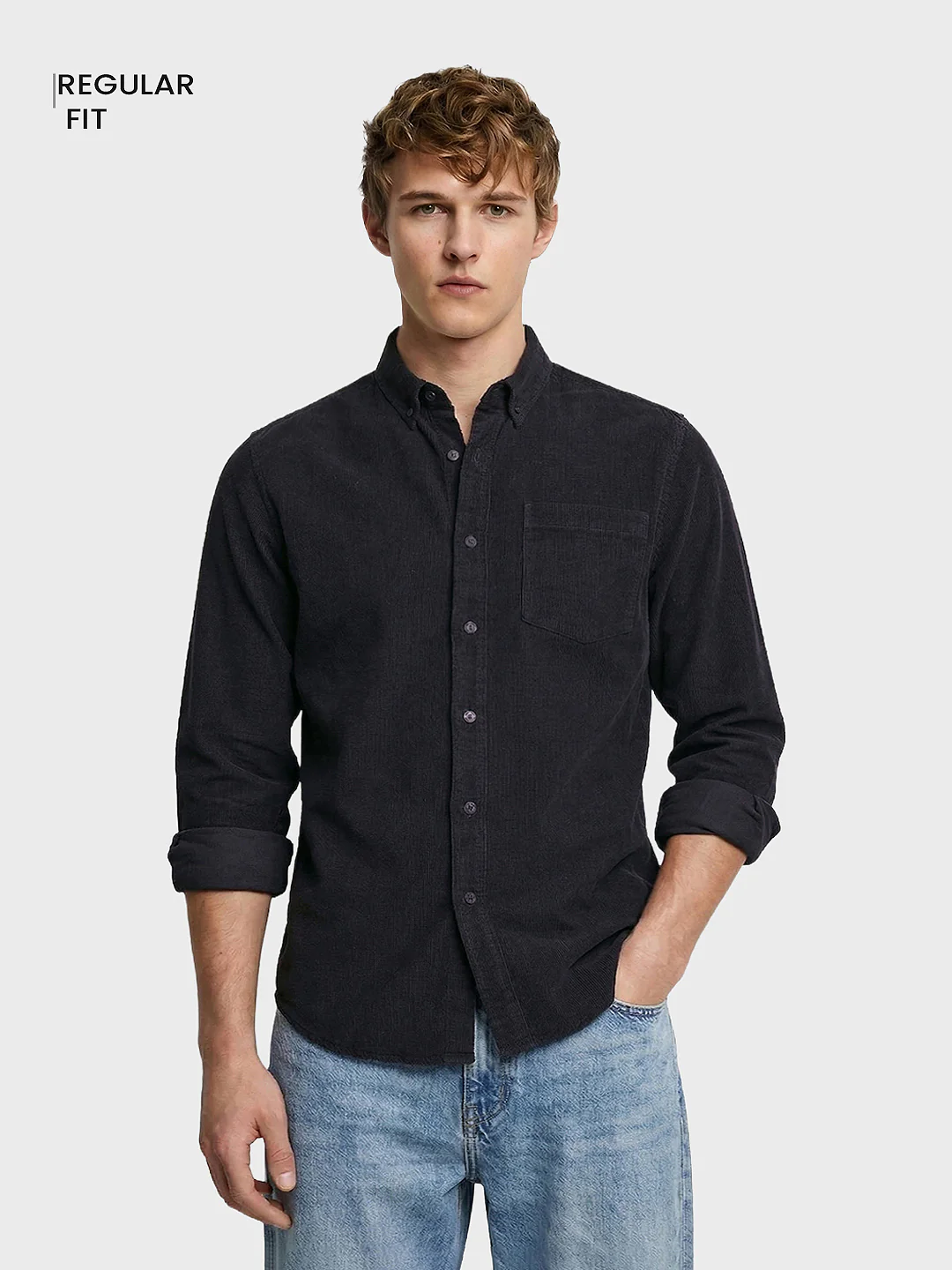 Men's Black Regular Fit Solid Casual Shirt - Image 2