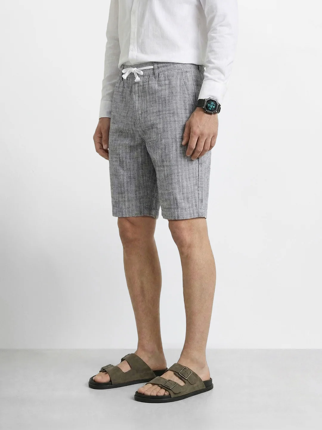 Men's Black Regular Fit Solid Casual Shorts - Image 2