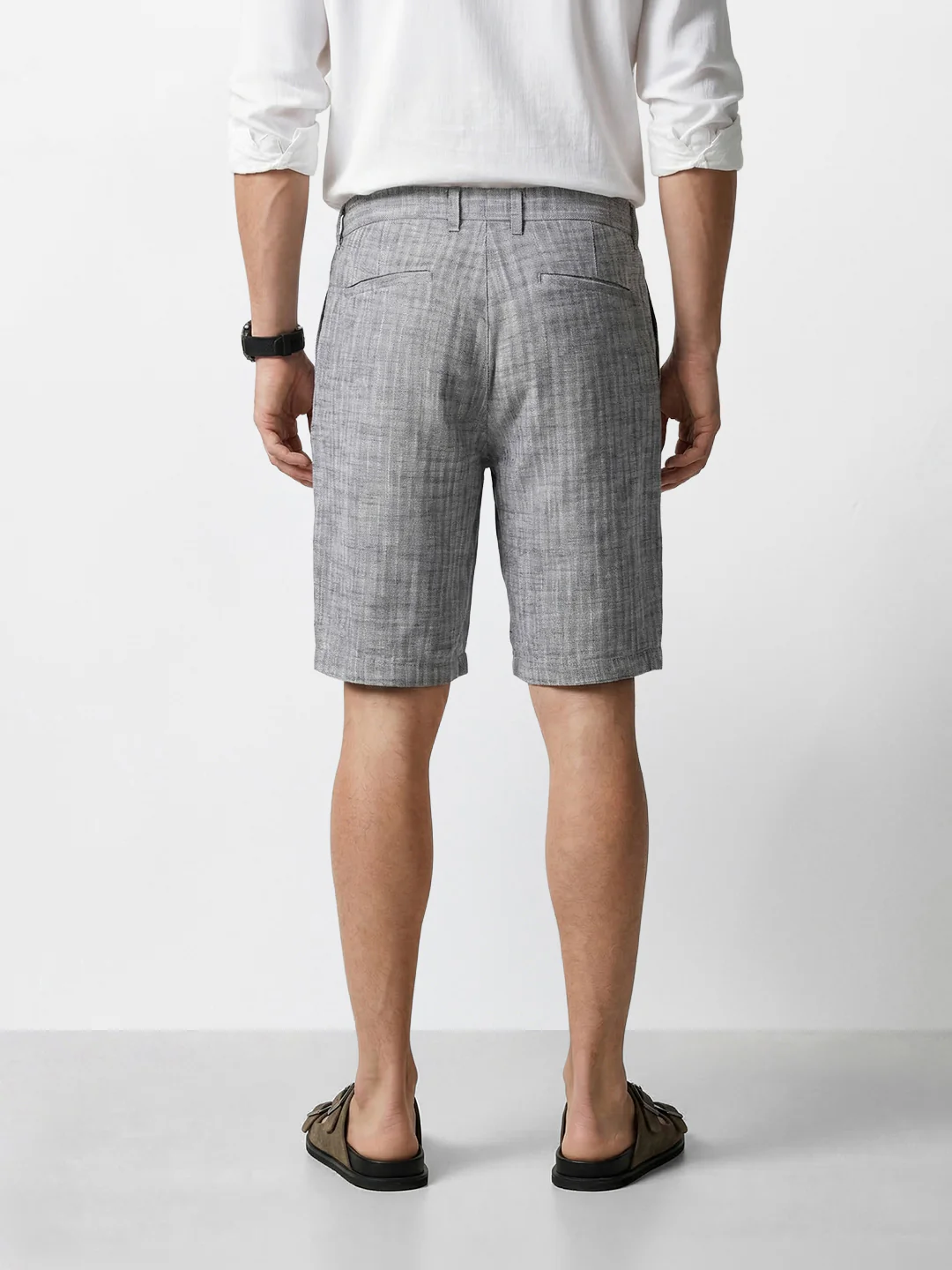 Men's Black Regular Fit Solid Casual Shorts - Image 4
