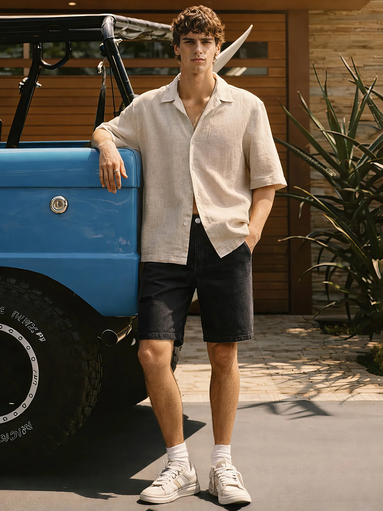 Men's Black Regular Fit Solid Casual Shorts - Image 4