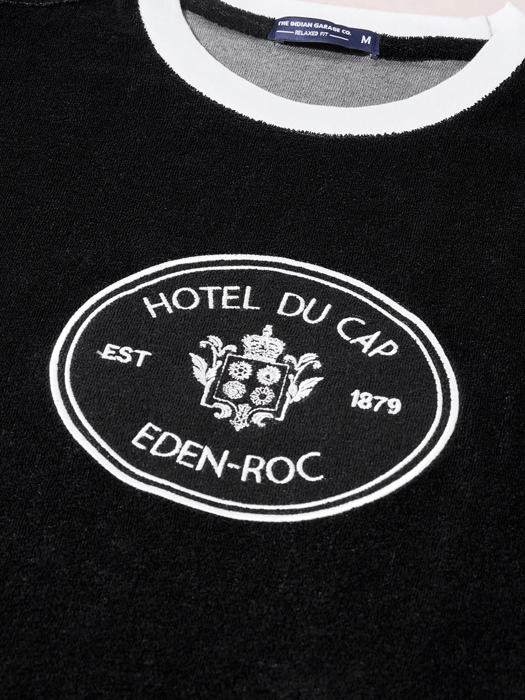 Men's Black Regular Fit Embroidered Casual T-Shirt - Image 3
