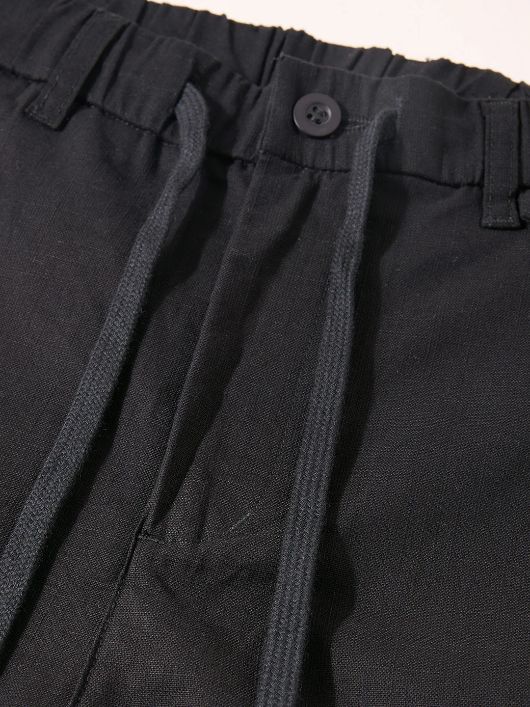 Men's Black Regular Fit Solid Casual Trousers - Image 7