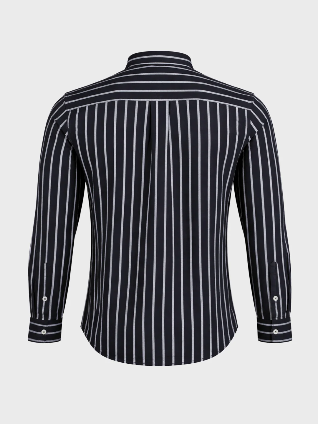 Men's Black Regular Fit Striped Casual Shirts - Image 7