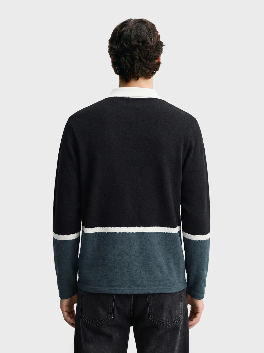 Men's Black Regular Fit Striped Casual T-Shirt - Image 4