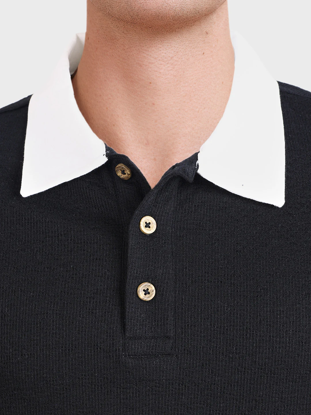 Men's Black Regular Fit Striped Casual T-Shirt - Image 7