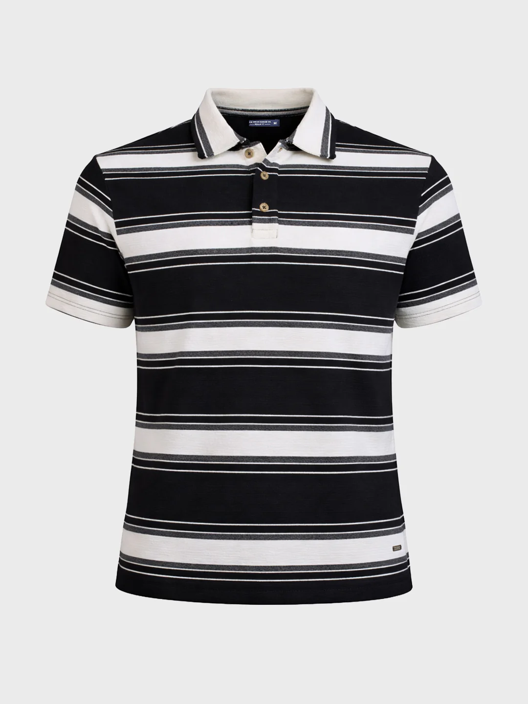 Men's Black Regular Fit Striped Casual T-Shirt - Image 5