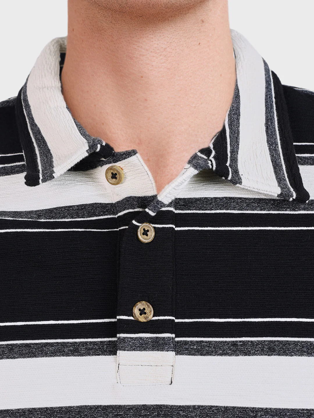 Men's Black Regular Fit Striped Casual T-Shirt - Image 7