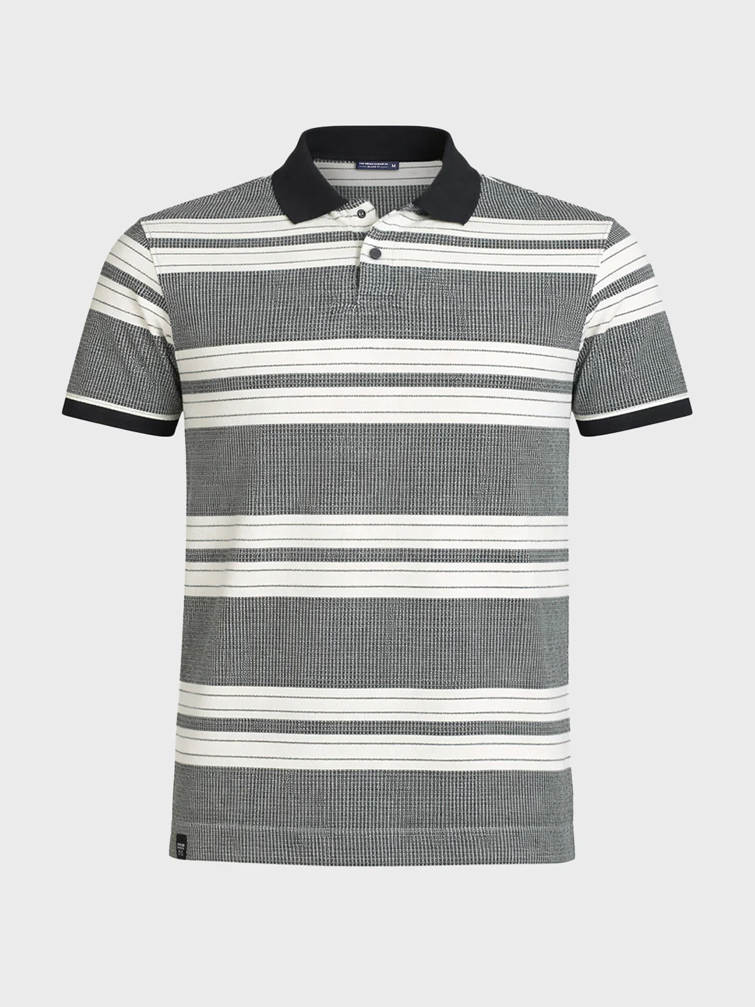 Men's Black Regular Fit Striped Casual T-Shirts - Image 5