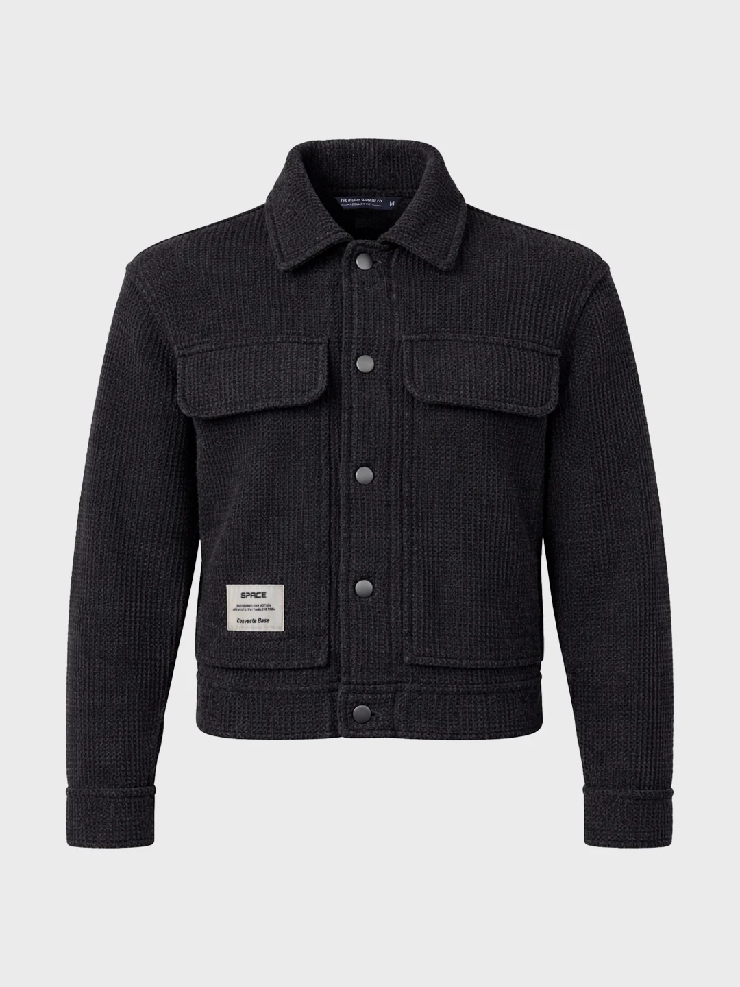 Men's Black Regular Fit Textured Casual Jacket - Image 2