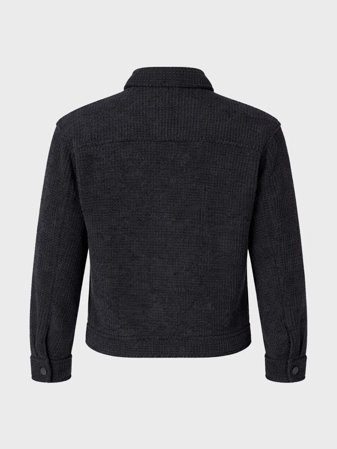 Men's Black Regular Fit Textured Casual Jacket - Image 6