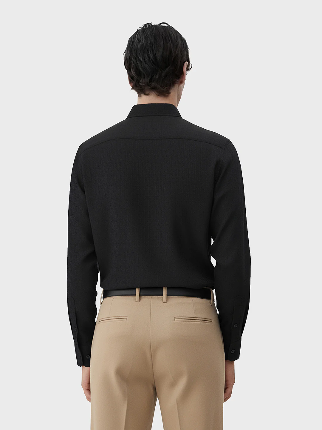 Men's Black Regular Fit Textured Party Wear Shirt - Image 2