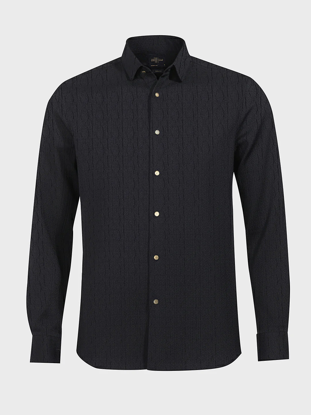 Men's Black Regular Fit Textured Party Wear Shirt - Image 4