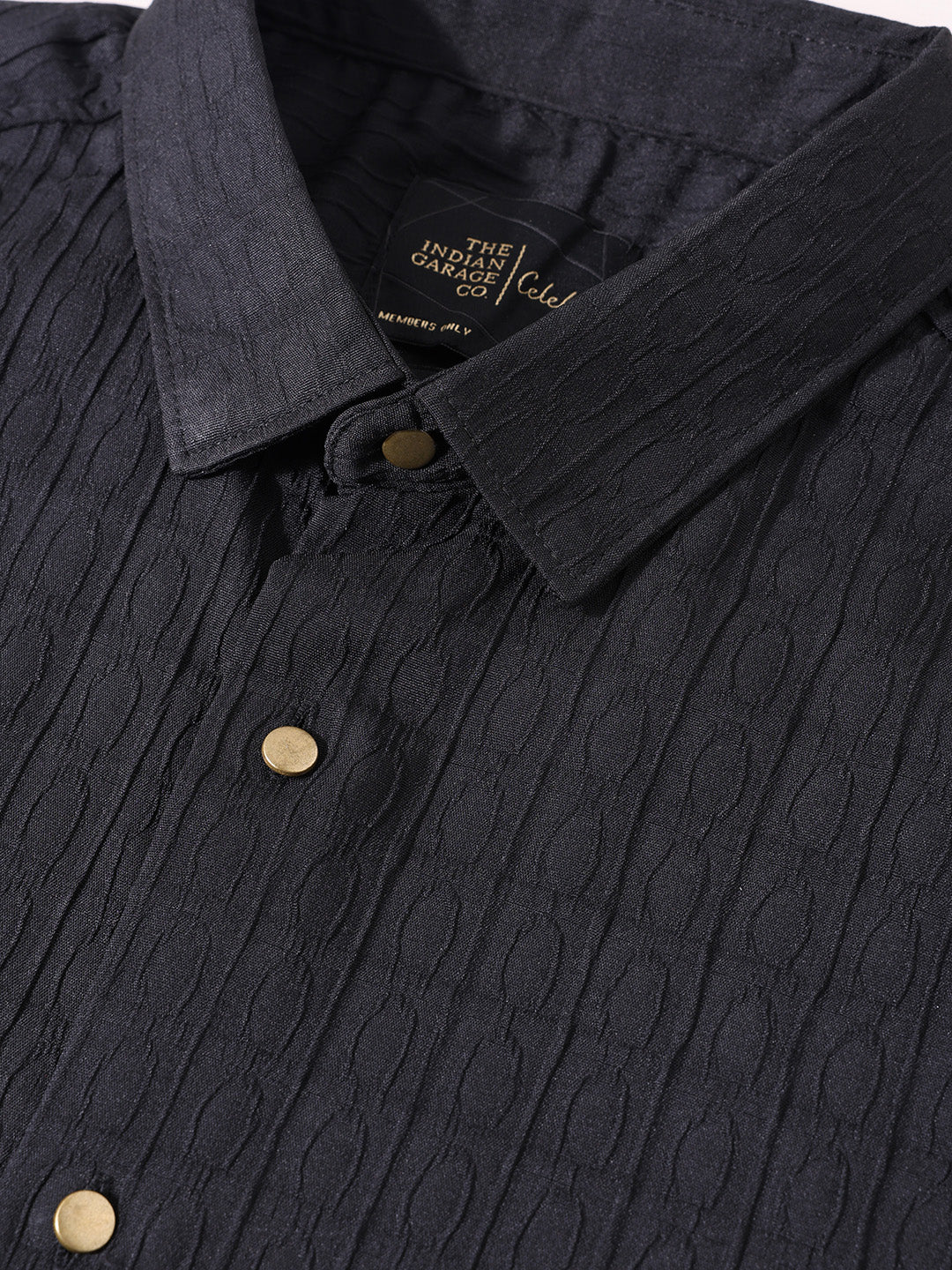 Men's Black Regular Fit Textured Party Wear Shirt - Image 6