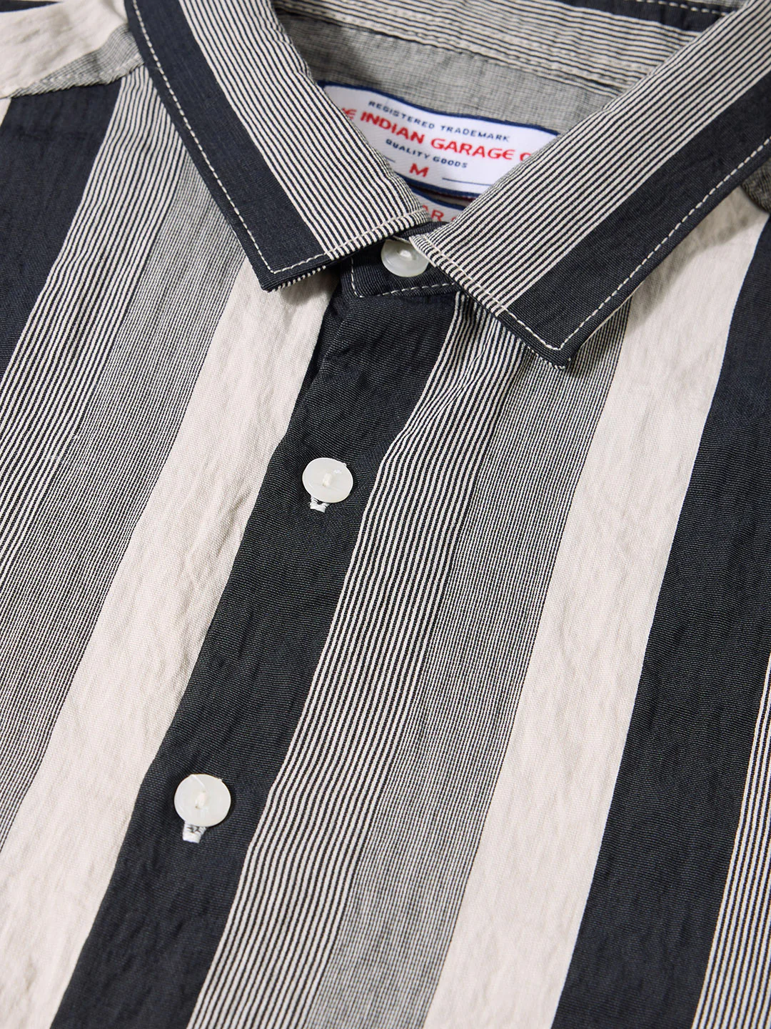 Men's Black Regular Fit Vertical Stripes Casual Shirt - Image 3