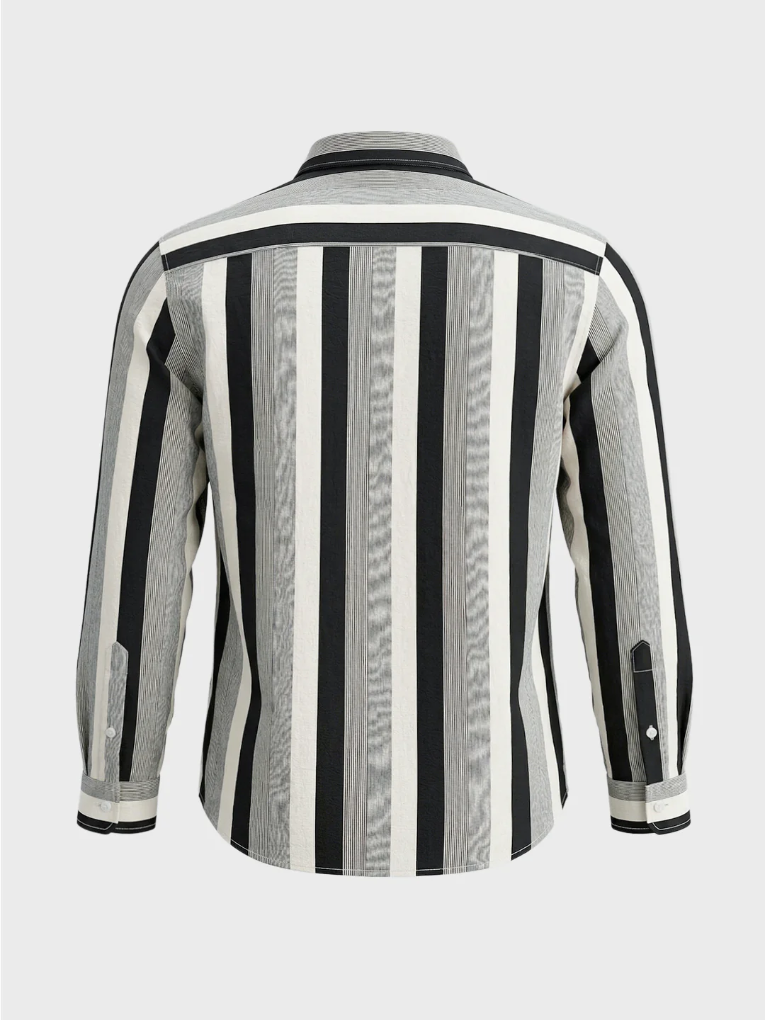 Men's Black Regular Fit Vertical Stripes Casual Shirt - Image 7