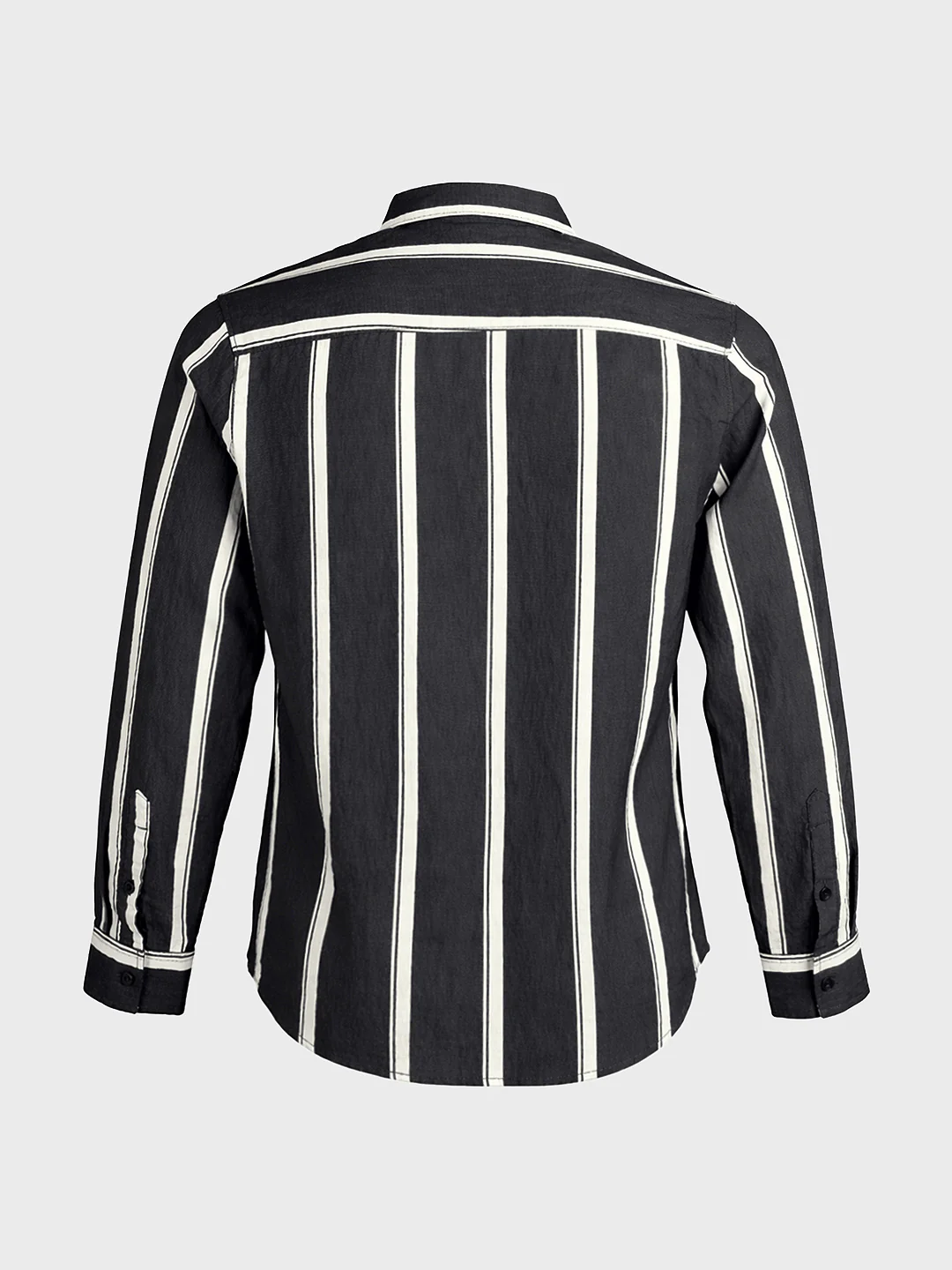 Men's Black Regular Fit Vertical Stripes Casual Shirt - Image 6