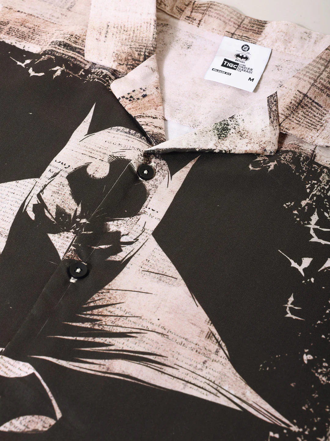 Men's Black Relaxed Fit Batman Character Printed Shirt - Image 5