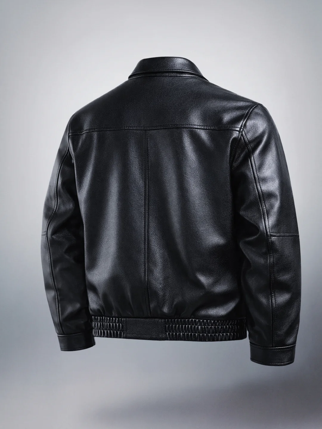 Men's Black Relaxed Fit Solid Casual Bomber Jacket - Image 4