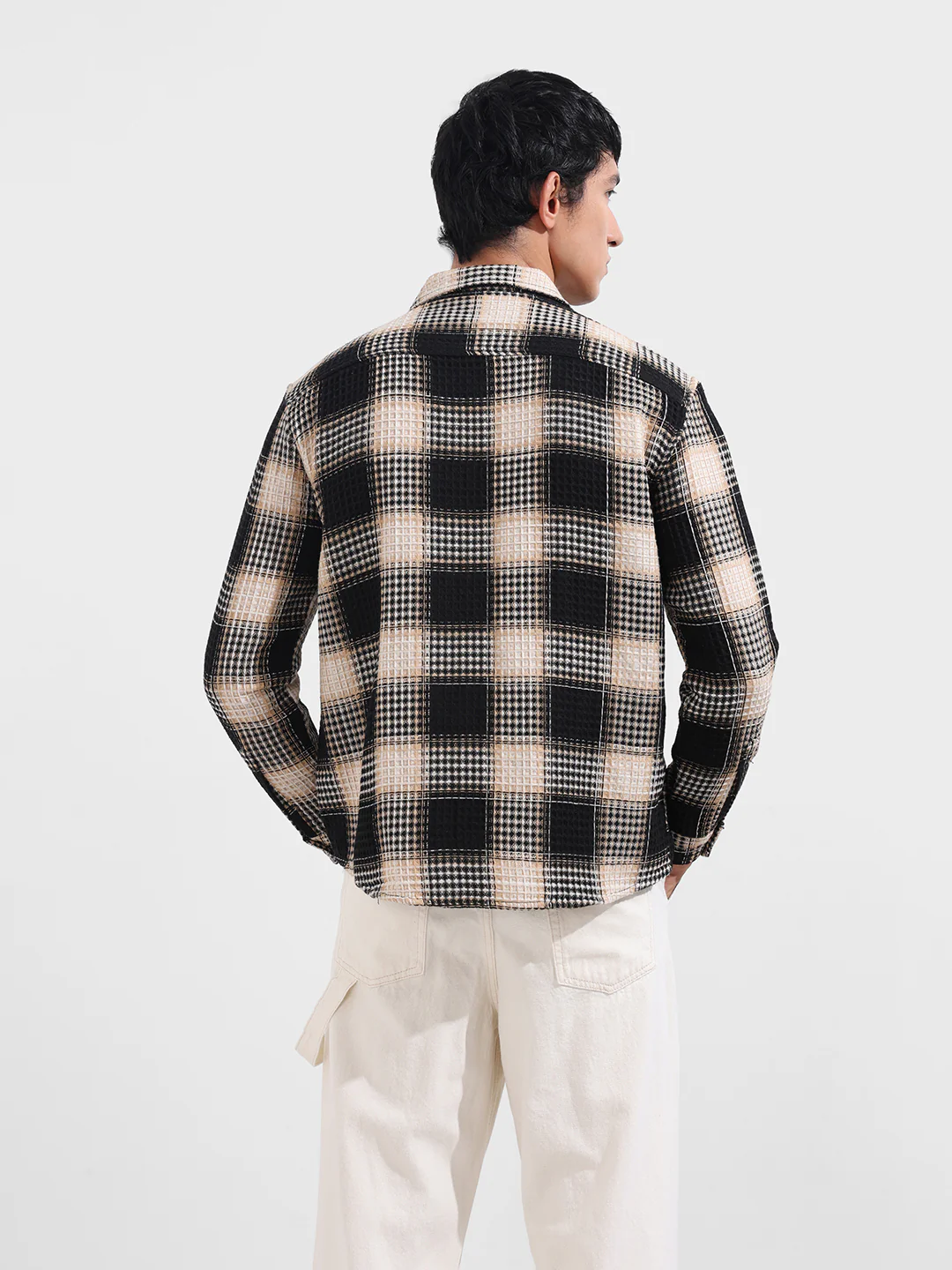 Men's Black Relaxed Fit Textured Casual Shirt - Image 6