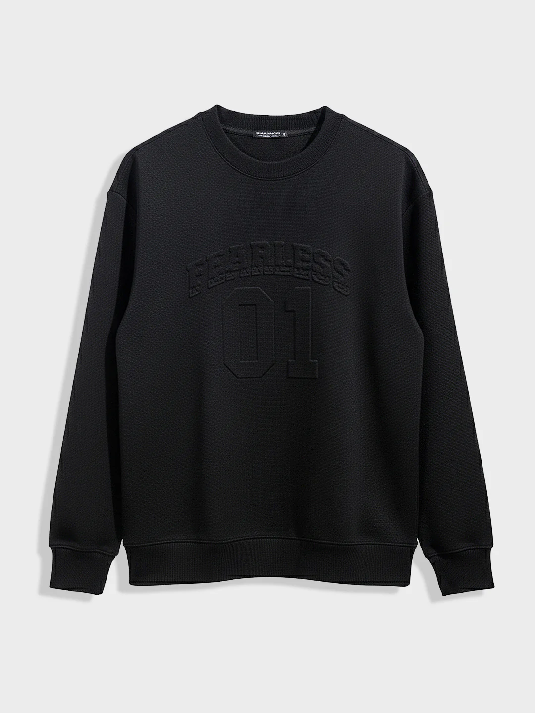 Men's Black Relaxed Fit Embroided Casual Sweatshirt - Image 3