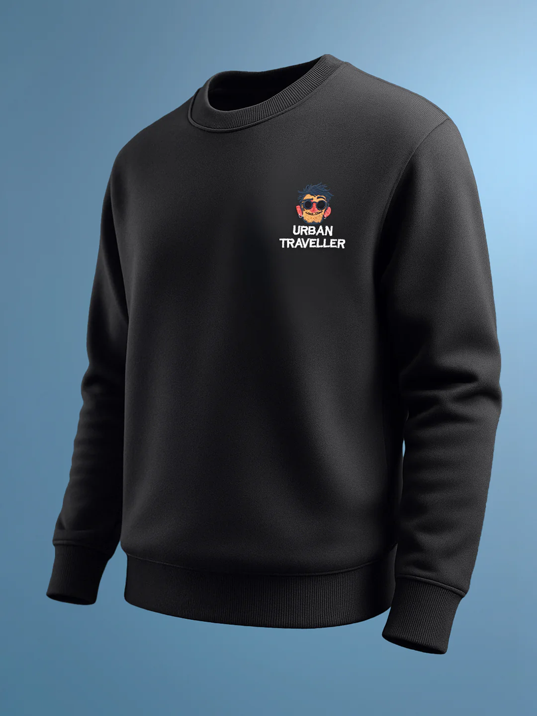 Men's Black Relaxed Fit Embroided Casual Sweatshirt - Image 2