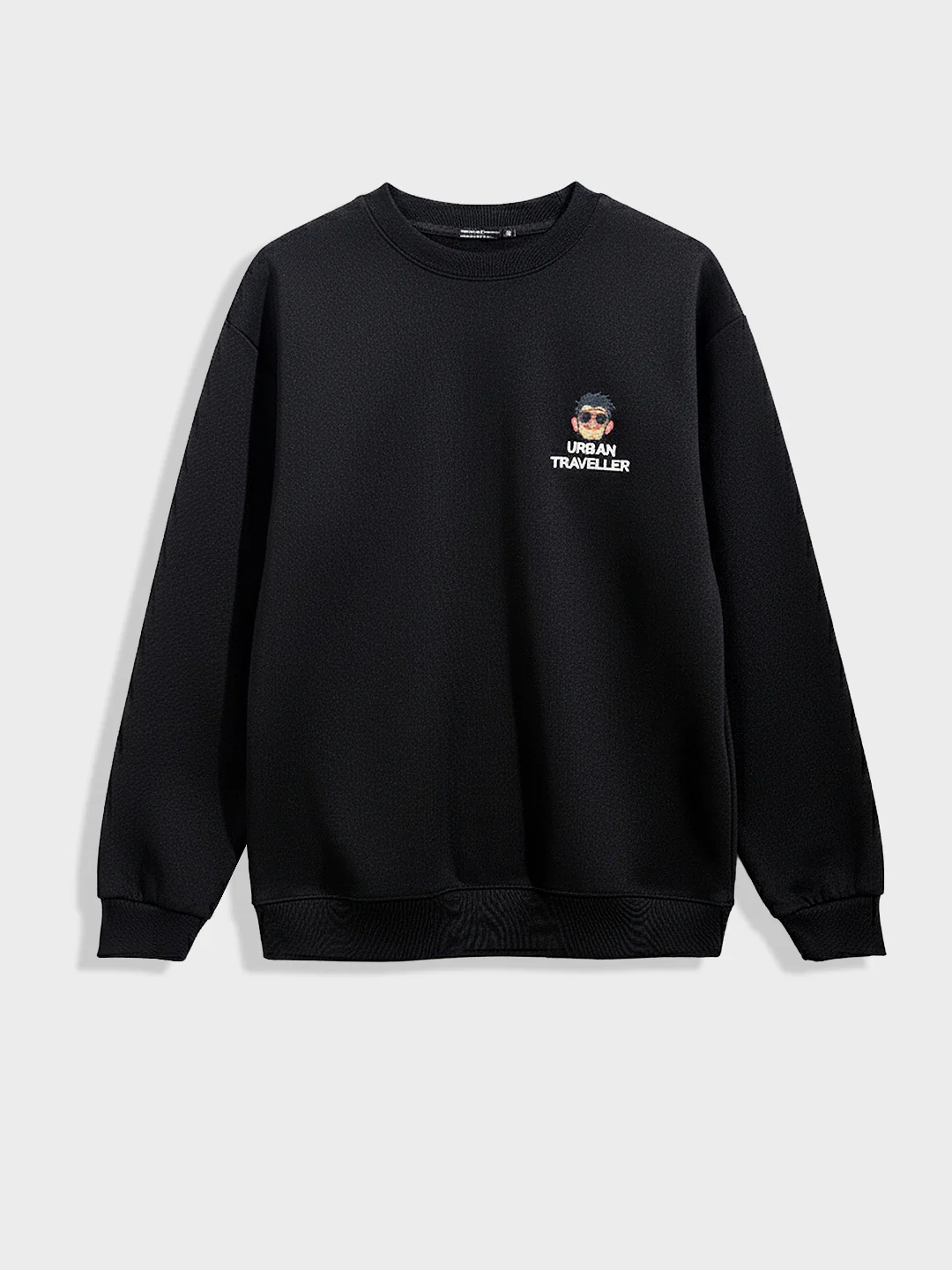Men's Black Relaxed Fit Embroided Casual Sweatshirt - Image 3
