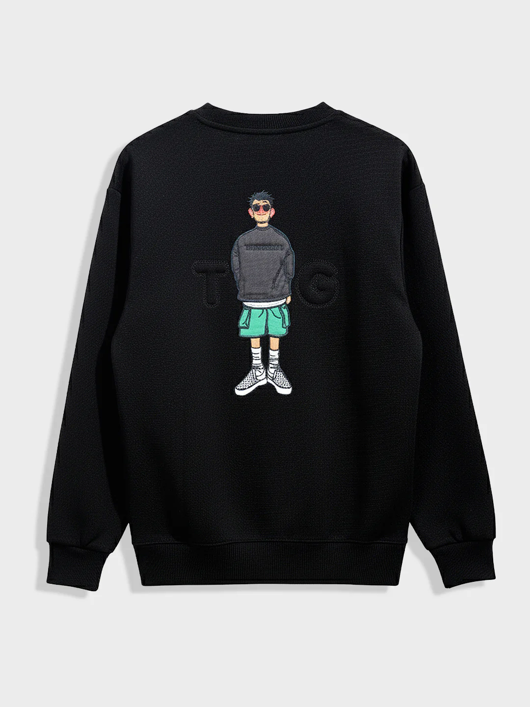 Men's Black Relaxed Fit Embroided Casual Sweatshirt - Image 4