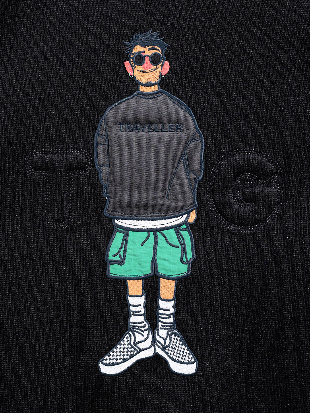 Men's Black Relaxed Fit Embroided Casual Sweatshirt - Image 5