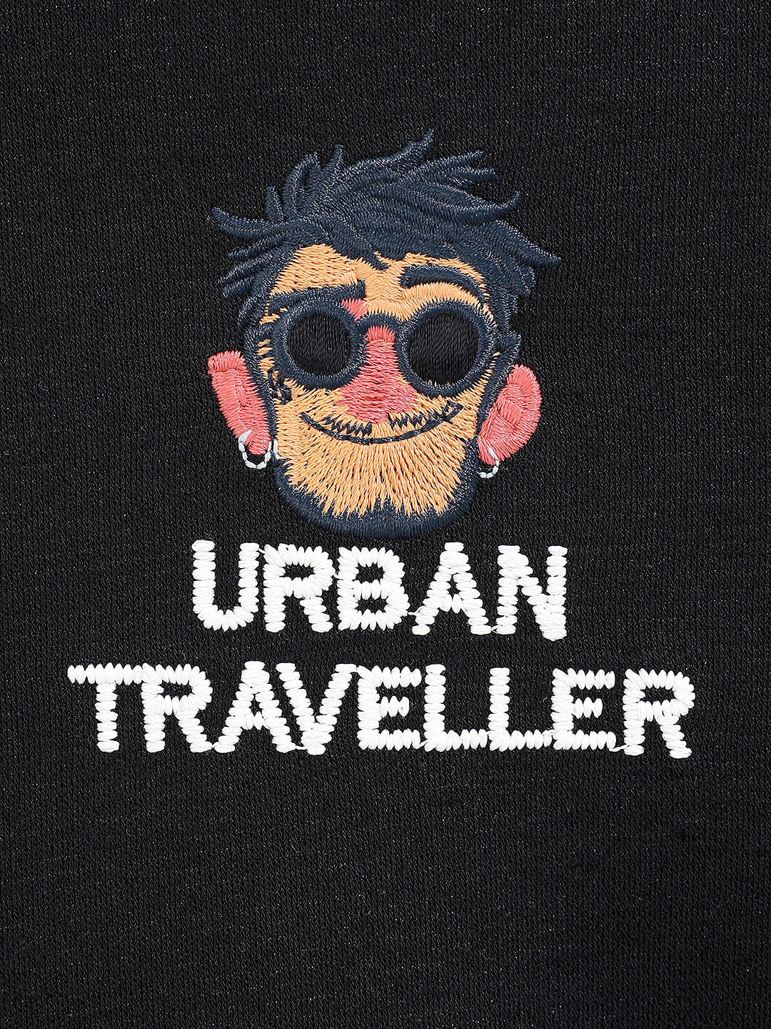 Men's Black Relaxed Fit Embroided Casual Sweatshirt - Image 6